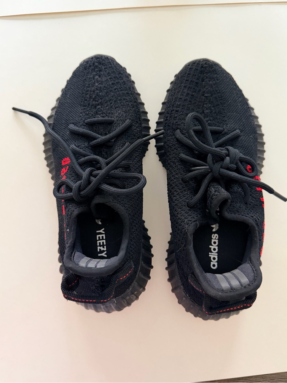 Kids' Black and Red Yeezy Adidas Sneaker
